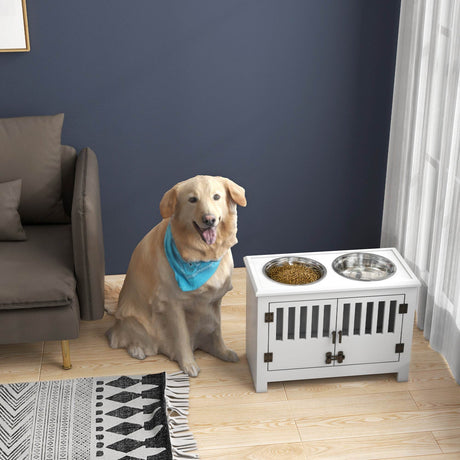 Elevated Dog Bowl Stand With Storage Cabinet - Sleep Galleria