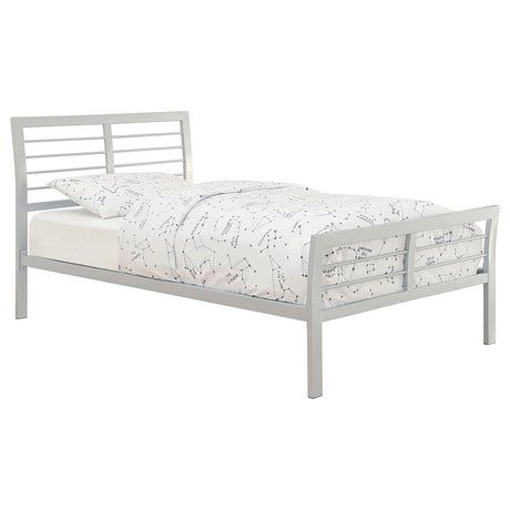 Twin Silver Metal Kids Bed Frame Contemporary - Omega Lifestyles
