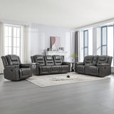 Grey Manual PU Upholstered Home Theater Recliner Chair Set - Omega Lifestyles