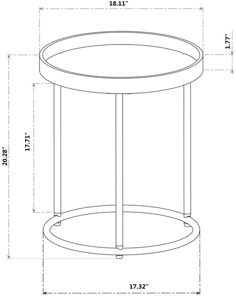 Round Tray Table Espresso MDF Metal Frame 18-Inch - Omega Lifestyles