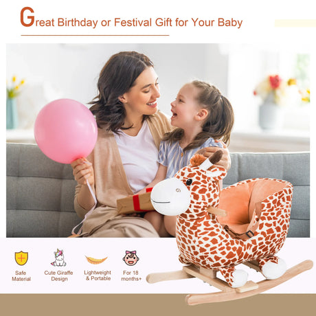 Plush Rocking Horse Ride-On Chair Toy With Sound - Omega Lifestyles