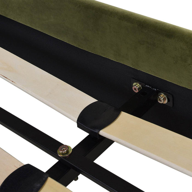 Modern Velvet Upholstered Platform Bed Frame Queen - Omega Lifestyles