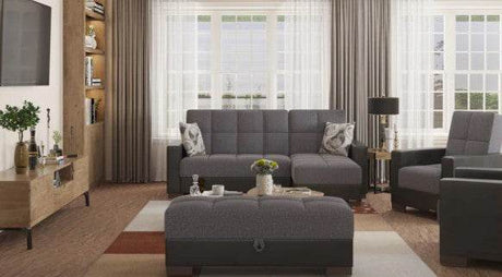 Convertible Chenille Foam Upholstered Chaise Lounge With Storage - Omega Lifestyles