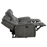 Grey Upholstered Manual Reclining Plush Foam Sofa - Omega Lifestyles