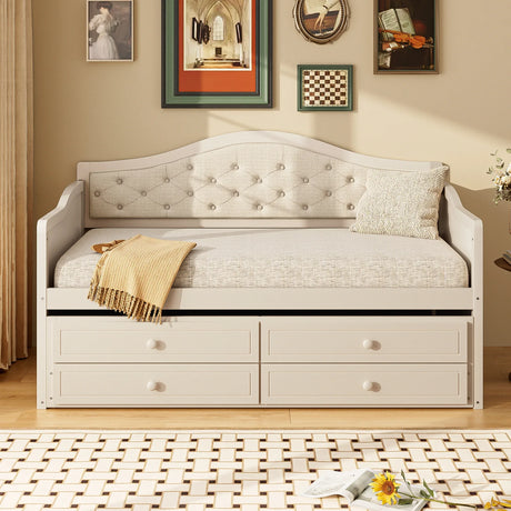 Twin Daybed With Pull-Out Trundle And Storage Drawers - Omega Lifestyles