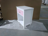 Pink MDF Wooden Nightstand With Drawer And Shelf - Omega Lifestyles