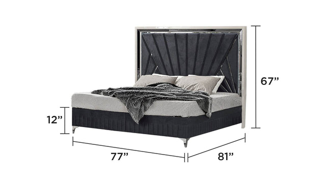Modern Velvet Upholstered King Size Bed Frame With Storage - Omega Lifestyles
