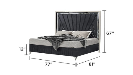 Contemporary Velvet Upholstered King Bed Frame With Storage - Omega Lifestyles