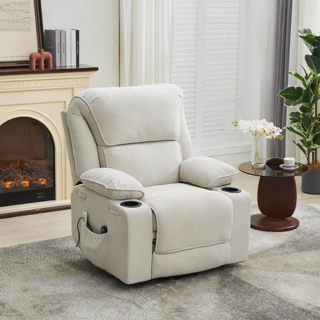 Ivory Remote-Controlled Heated Massage Assistive Recliner - Omega Lifestyles
