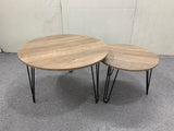 Set of 2 Rustic Brown Round Nesting Coffee Tables - Sleep Galleria
