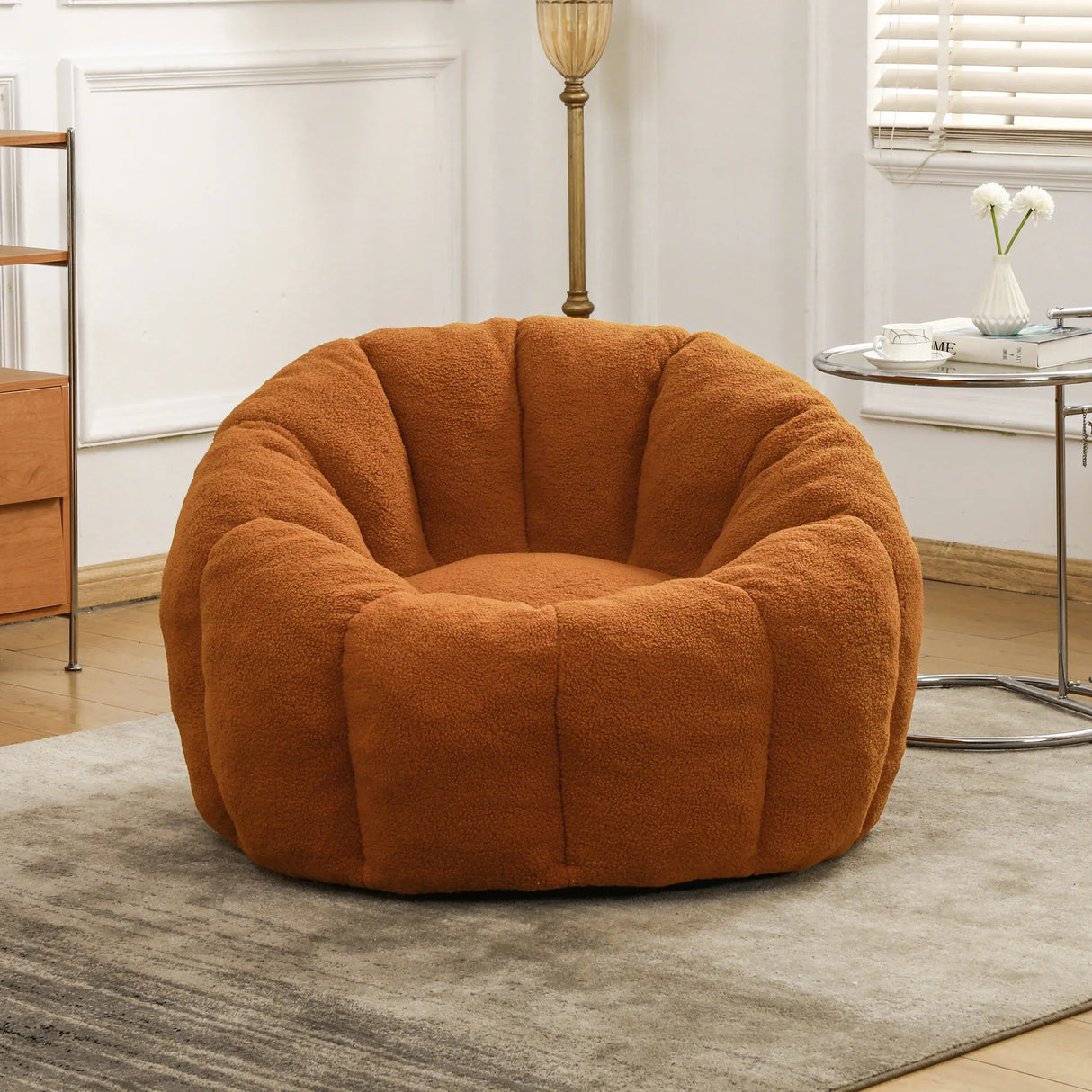 Plush Teddy Foam Bean Bag Chair With Armrests - Omega Lifestyles