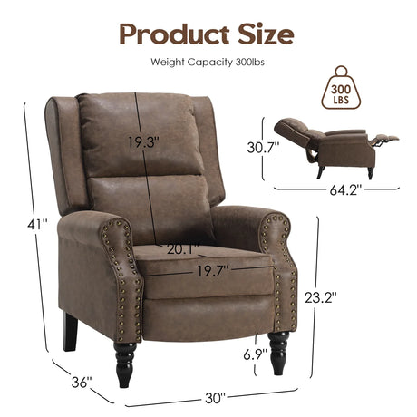 Faux Leather Pushback Recliner Chair With Lumbar Support - Omega Lifestyles