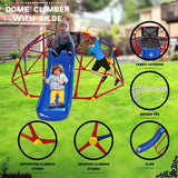 Metal Outdoor Dome Climber With Slide And Climbing Stones - Omega Lifestyles