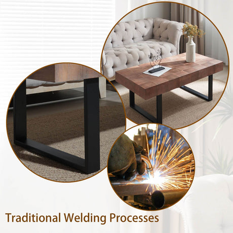 Rustic Industrial Handcrafted Solid Wood Coffee Table - Sleep Galleria