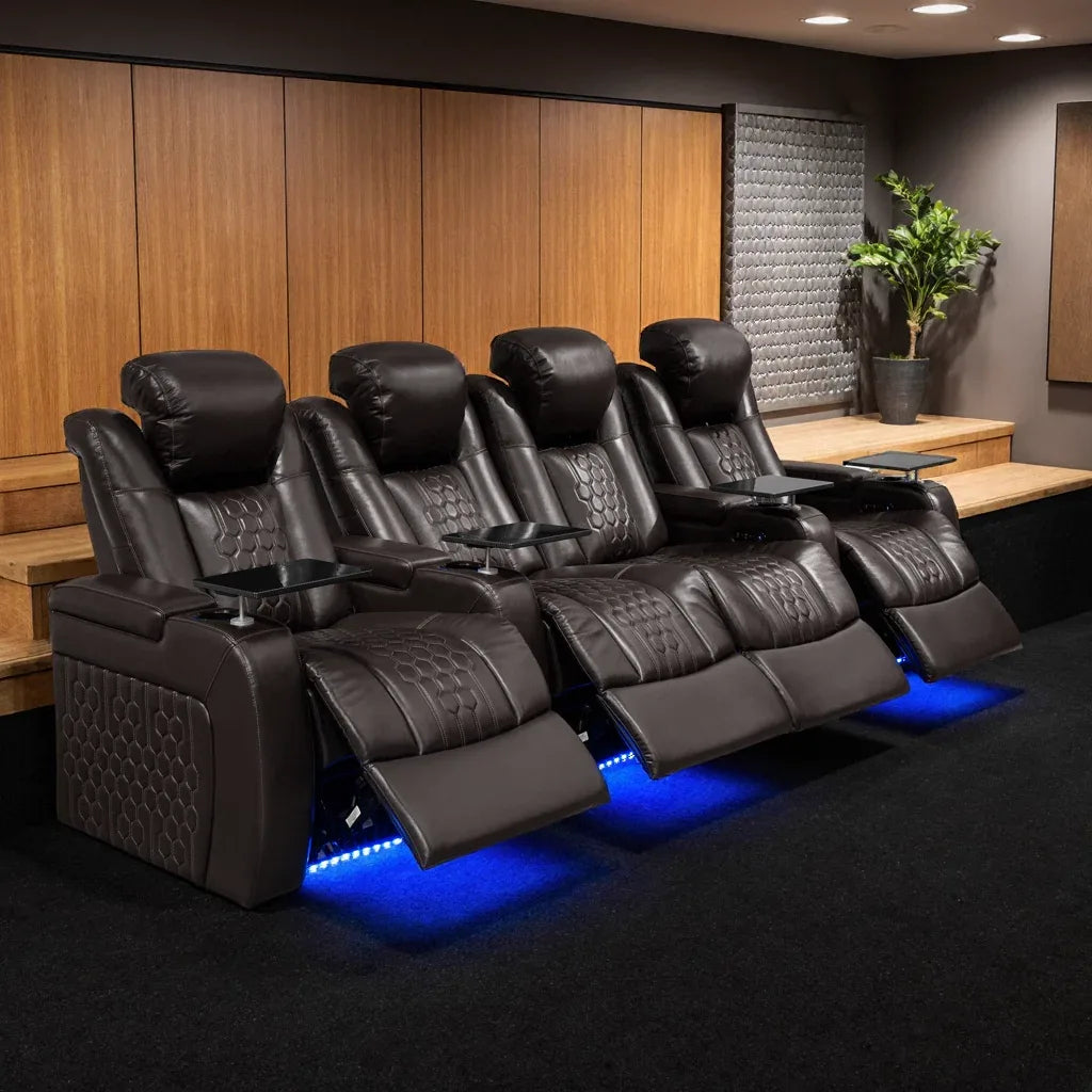 Top-Grain Nappa Leather Power Recliner With RGB Lighting - Omega Lifestyles