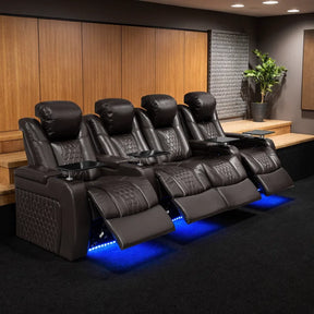 Top-Grain Nappa Leather Power Recliner With RGB Lighting - Omega Lifestyles