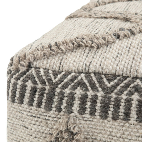 Handcrafted Wool Cotton Square Pouf Accent Furniture - Omega Lifestyles