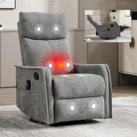 Heat Massage Recliner Chair With Swivel Rocker And Lumbar Heat - Omega Lifestyles