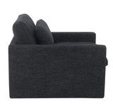 Dark Gray Fabric Foam-Filled Swivel Chair With Toss Pillow - Omega Lifestyles
