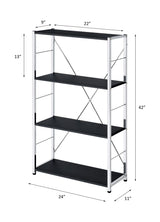 Contemporary Black Chrome Metal 4-Tier Bookshelf - Omega Lifestyles
