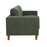 Dark Green Corduroy Upholstered Square Arm 3-Seat Sofa - Omega Lifestyles