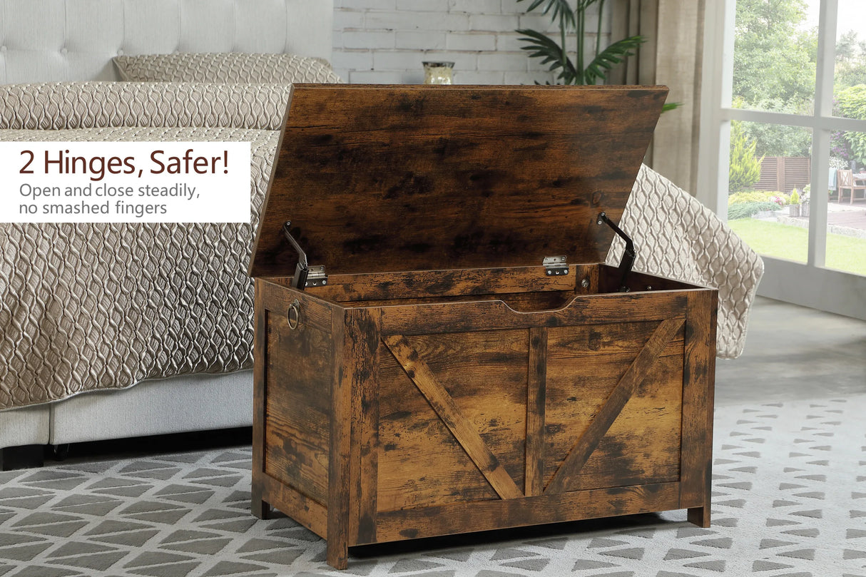 Rustic Brown Particle Board Entryway Storage Bench - Omega Lifestyles