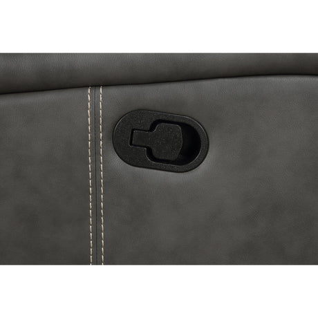 Grey Upholstered Manual Reclining Loveseat With Console - Omega Lifestyles
