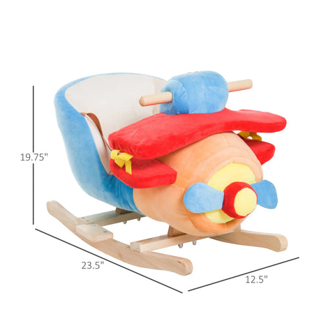 Plush Wooden Kids Ride-On Plane Rocking Chair Toy - Omega Lifestyles