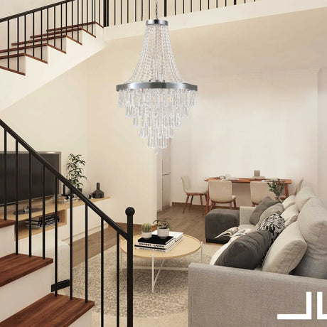 Luxury Chrome Crystal Adjustable Height Modern Chandelier - Omega Lifestyles