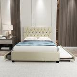 Queen Modern Velvet Upholstered Bed Frame With Trundle - Omega Lifestyles