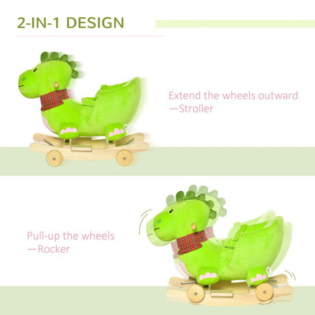 2-in-1 Plush Ride-On Kids Rocking Dinosaur Toy - Omega Lifestyles