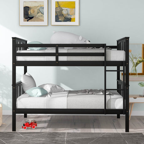 Full Over Full Solid Wood Espresso Bunk Bed - Omega Lifestyles