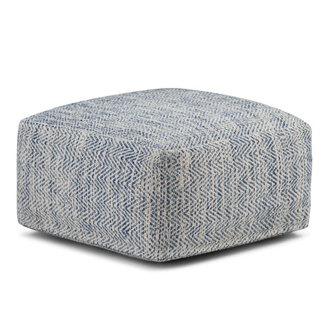Light Blue Square Fabric Pouf With Polystyrene Filling - Omega Lifestyles