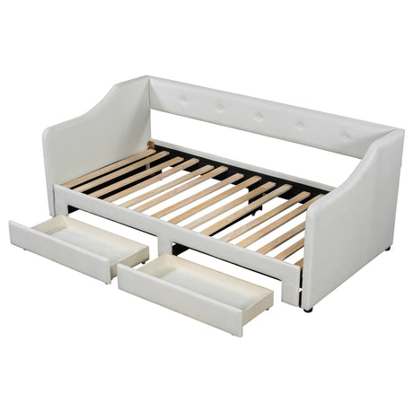 Twin XL Upholstered Daybed With Storage Drawers and Trundle - Omega Lifestyles