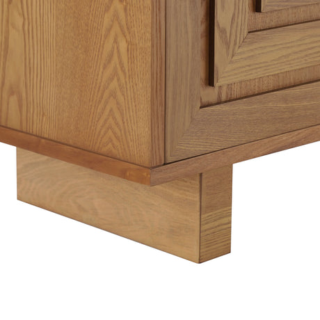 Modern Natural Finish MDF Metal 4-Door Sideboard Cabinet - Omega Lifestyles