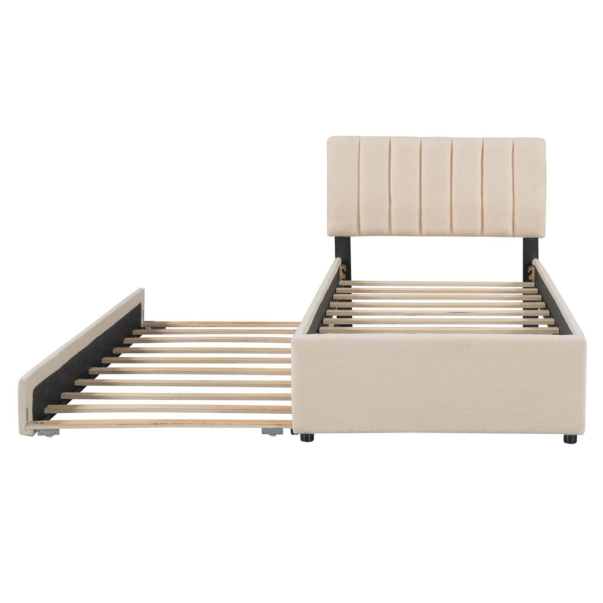 Twin Upholstered Platform Bed With LED Light Trundle - Omega Lifestyles