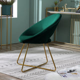 Green Silky Velvet Upholstered Accent Chair With Gold Base - Omega Lifestyles