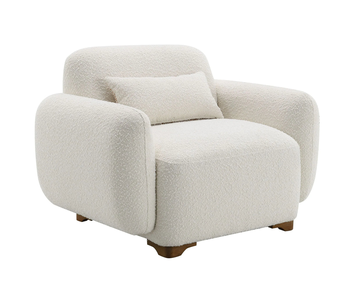 Beige Boucle Accent Chair With Toss Pillow - Omega Lifestyles