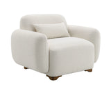 Beige Boucle Accent Chair With Toss Pillow - Omega Lifestyles