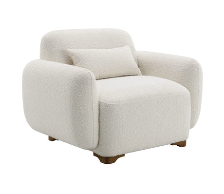 Beige Boucle Accent Chair With Toss Pillow - Omega Lifestyles