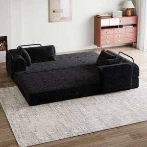 Convertible Chenille Sleeper Sofa Bed With Storage Pocket - Omega Lifestyles