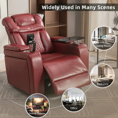 Power Recliner Chair PU Leather With USB Tray Table - Omega Lifestyles