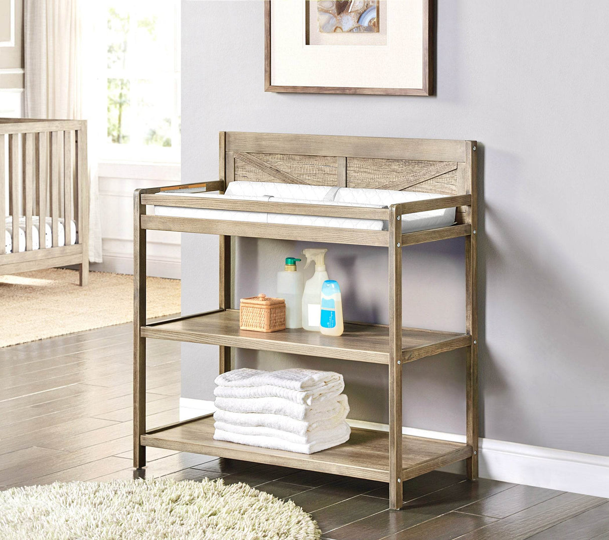 Solid Wood Vintage Chestnut Baby Changing Table