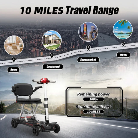 Manual Folding Portable Lightweight 4-Wheel Mobility Scooter Red - Omega Lifestyles