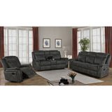 Charcoal Upholstered Reclining Sofa With Pillow Top Arms - Omega Lifestyles
