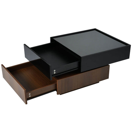 360 Degree Rotating Square Coffee Table With Drawers - Omega Lifestyles