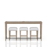 Transitional Sand Finish Frosted Glass Console Table With Stools - Omega Lifestyles