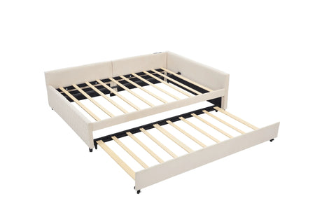 Twin Velvet Upholstered Daybed With Trundle Modern Design - Omega Lifestyles