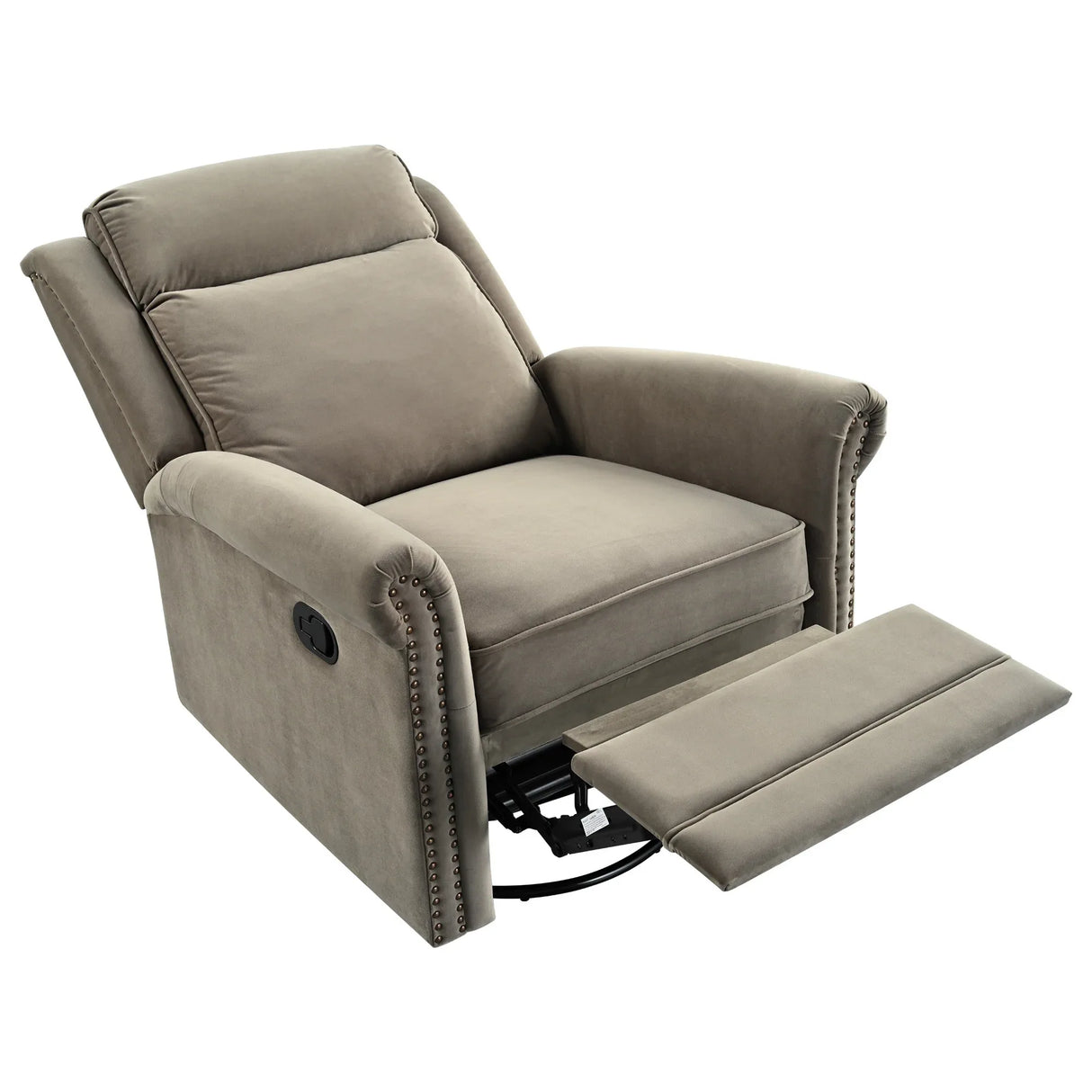Light Brown Velvet 360° Swivel Adjustable Backrest Recliner - Omega Lifestyles