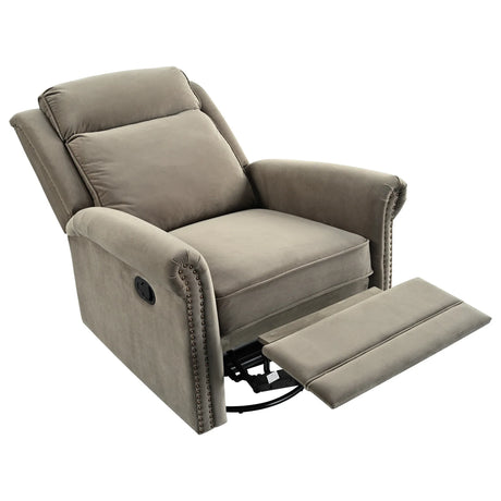 Light Brown Velvet 360° Swivel Adjustable Backrest Recliner - Omega Lifestyles